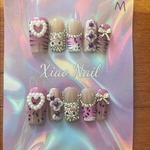 Pink and Purple Nail Art Set Size M